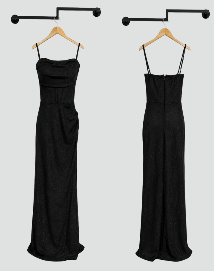 Dress Women Maxi Glitter Spaghetti Straps Split – Evening