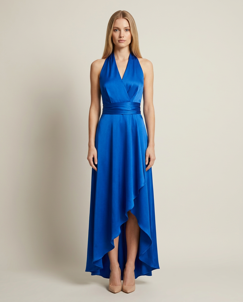 Dress Women Halter Neck Wrap Waist – Evening