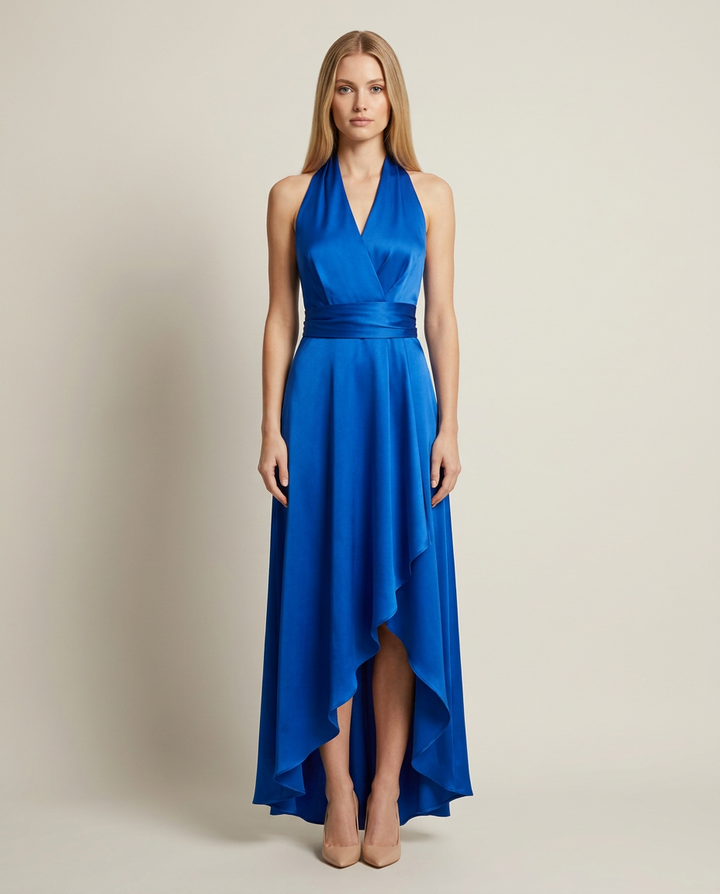 Dress Women Halter Neck Wrap Waist – Evening