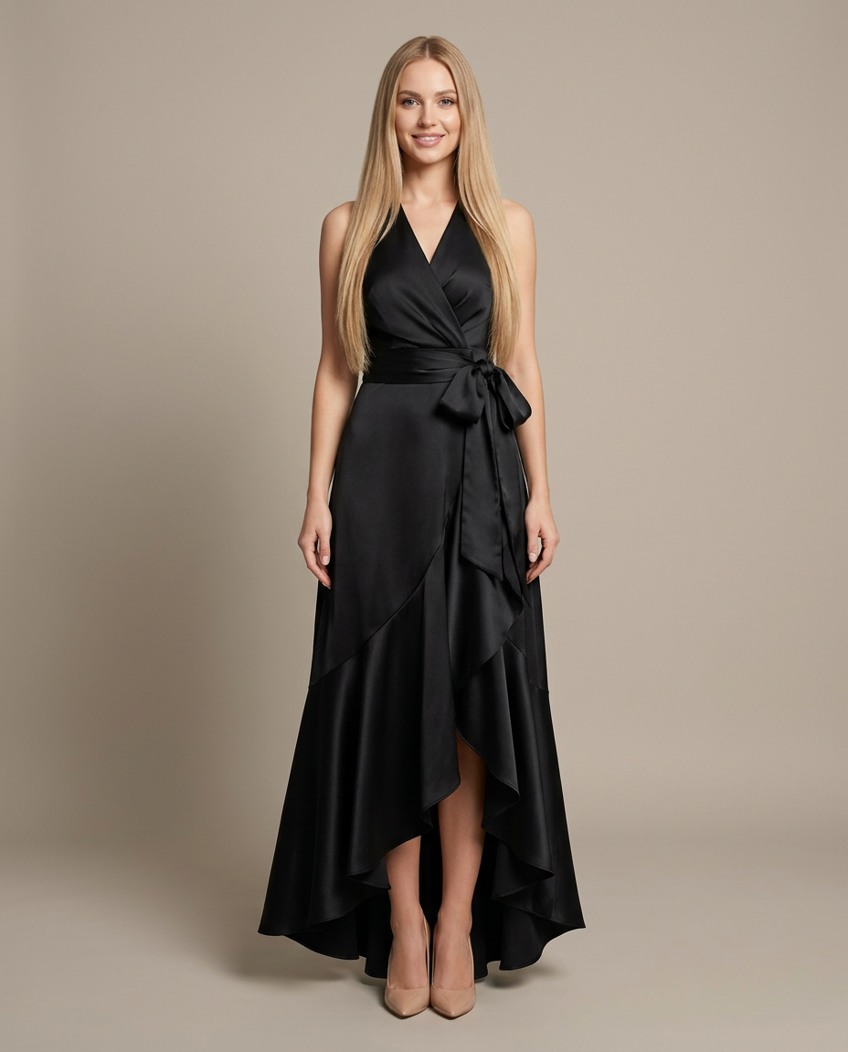 Dress Women Halter Neck Wrap Waist – Evening
