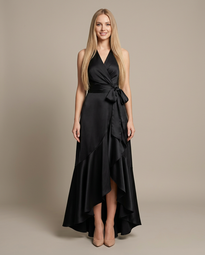 Dress Women Halter Neck Wrap Waist – Evening