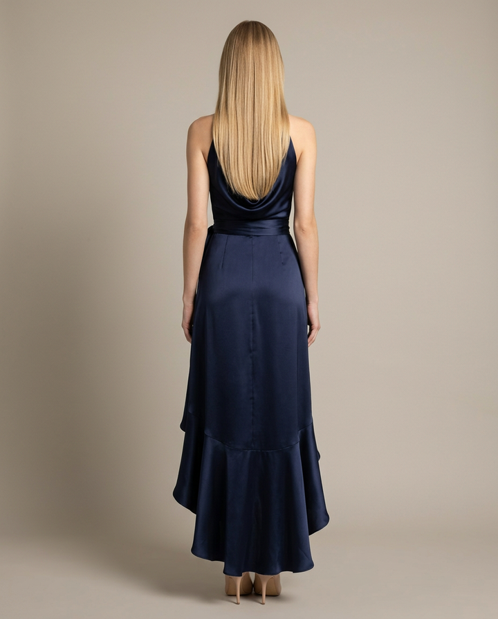 Dress Women Halter Neck Wrap Waist – Evening