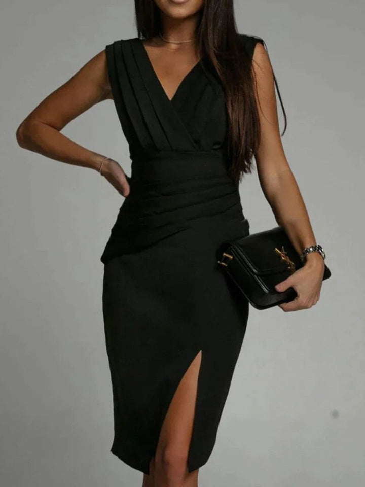 Dress Women Deep V-Back Split Maxi – Evening