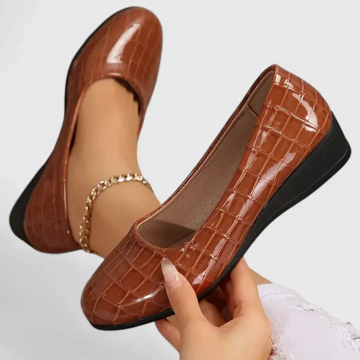 Shoes Women Round Toe Faux Leather Crocodile Print – Office