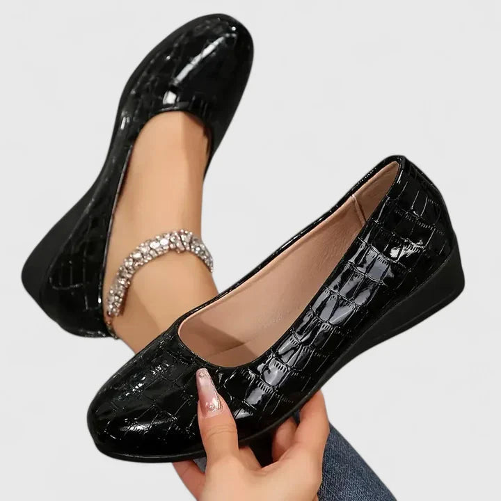 Shoes Women Round Toe Faux Leather Crocodile Print – Office