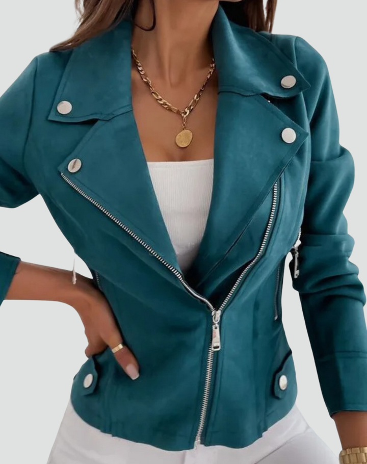 Jacket Women Asymmetric Zip Suede Look – Casual