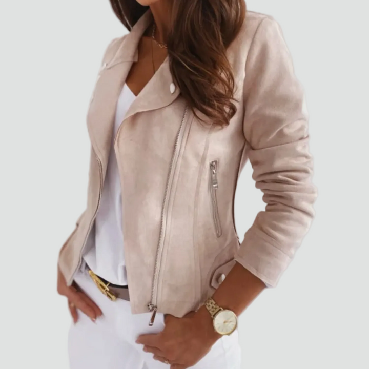 Jacket Women Asymmetric Zip Suede Look – Casual