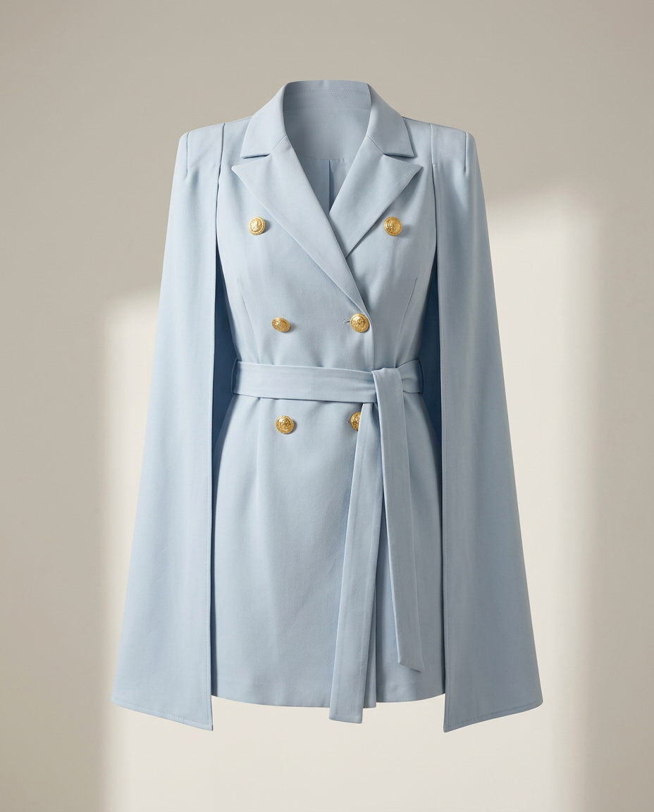 Blazer Women Tailored with Cape and Belt – Business