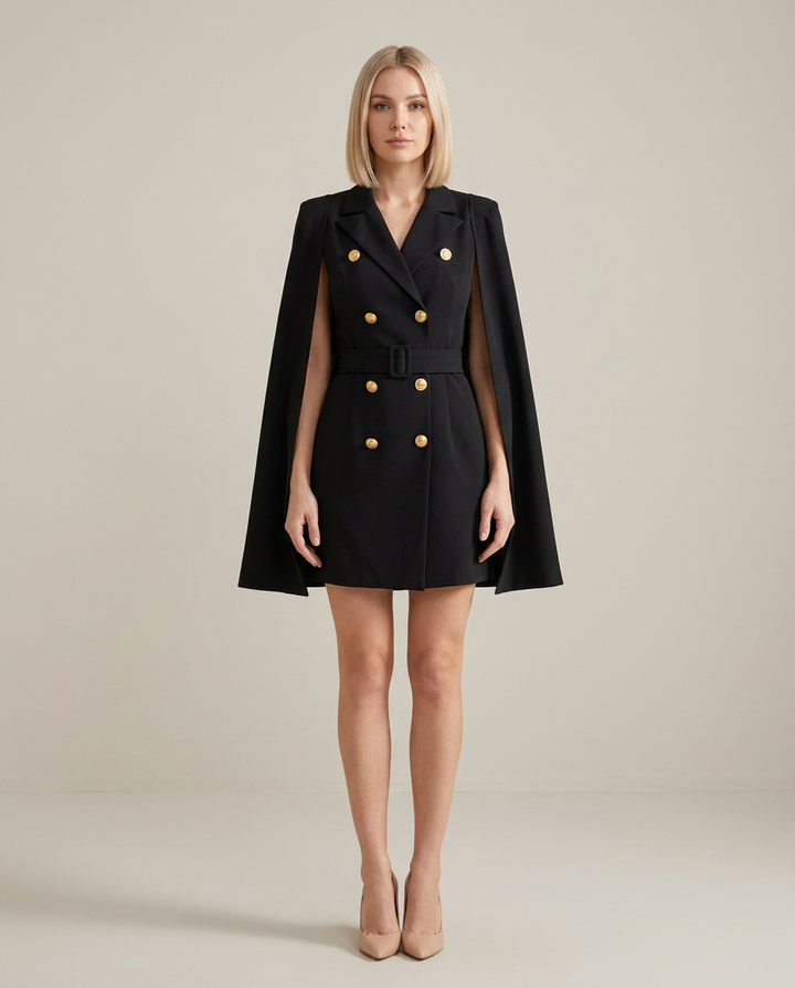 Blazer Women Tailored with Cape and Belt – Business