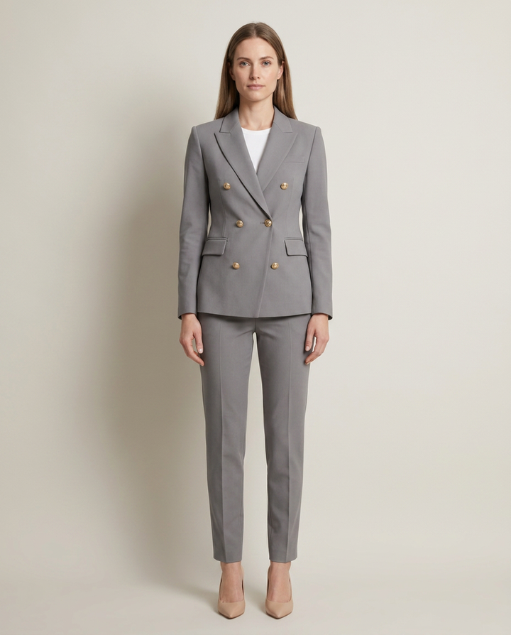 Blazer Set Women Double-Breasted Trousers – Business