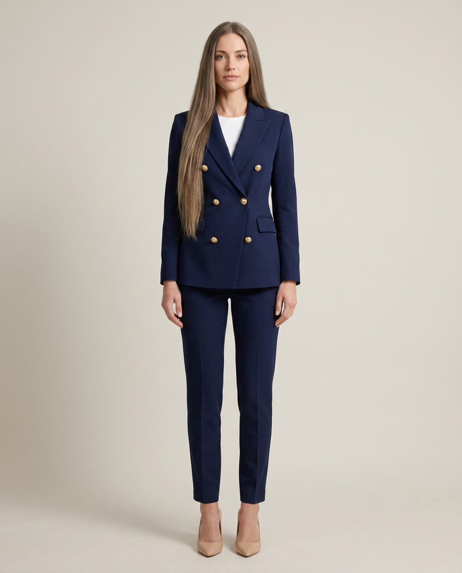 Blazer Set Women Double-Breasted Trousers – Business