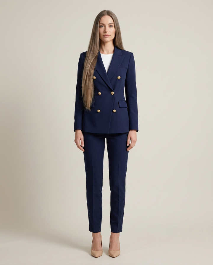 Blazer Set Women Double-Breasted Trousers – Business
