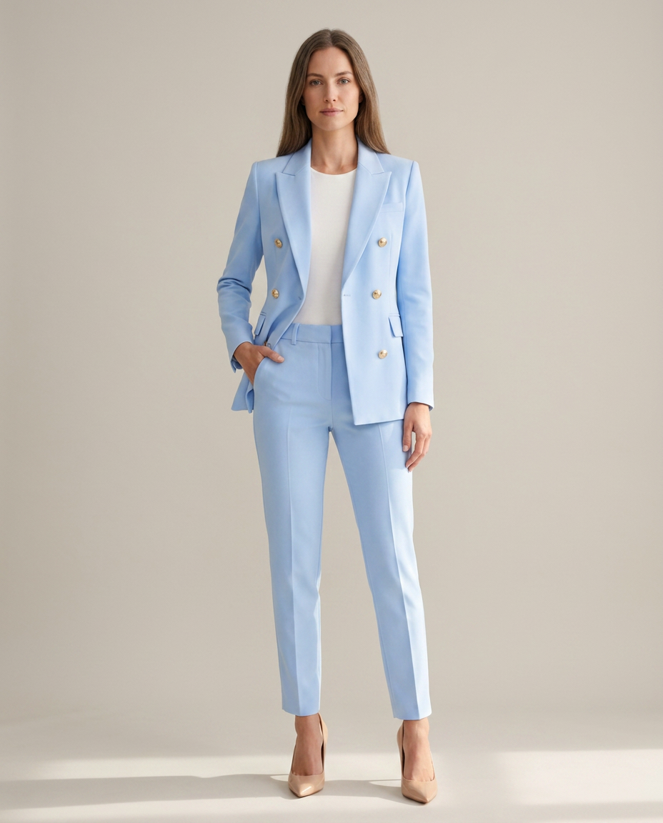 Blazer Set Women Double-Breasted Trousers – Business