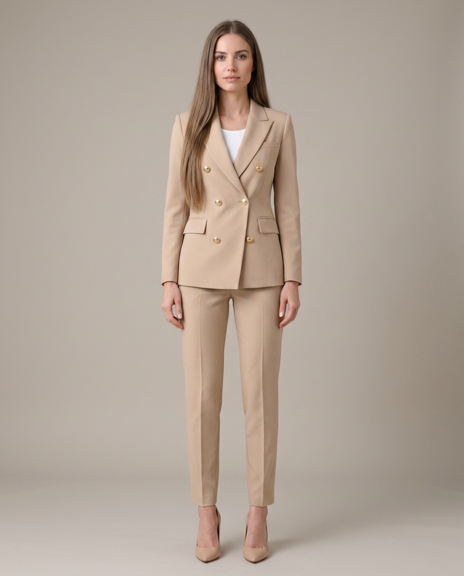 Blazer Set Women Double-Breasted Trousers – Business