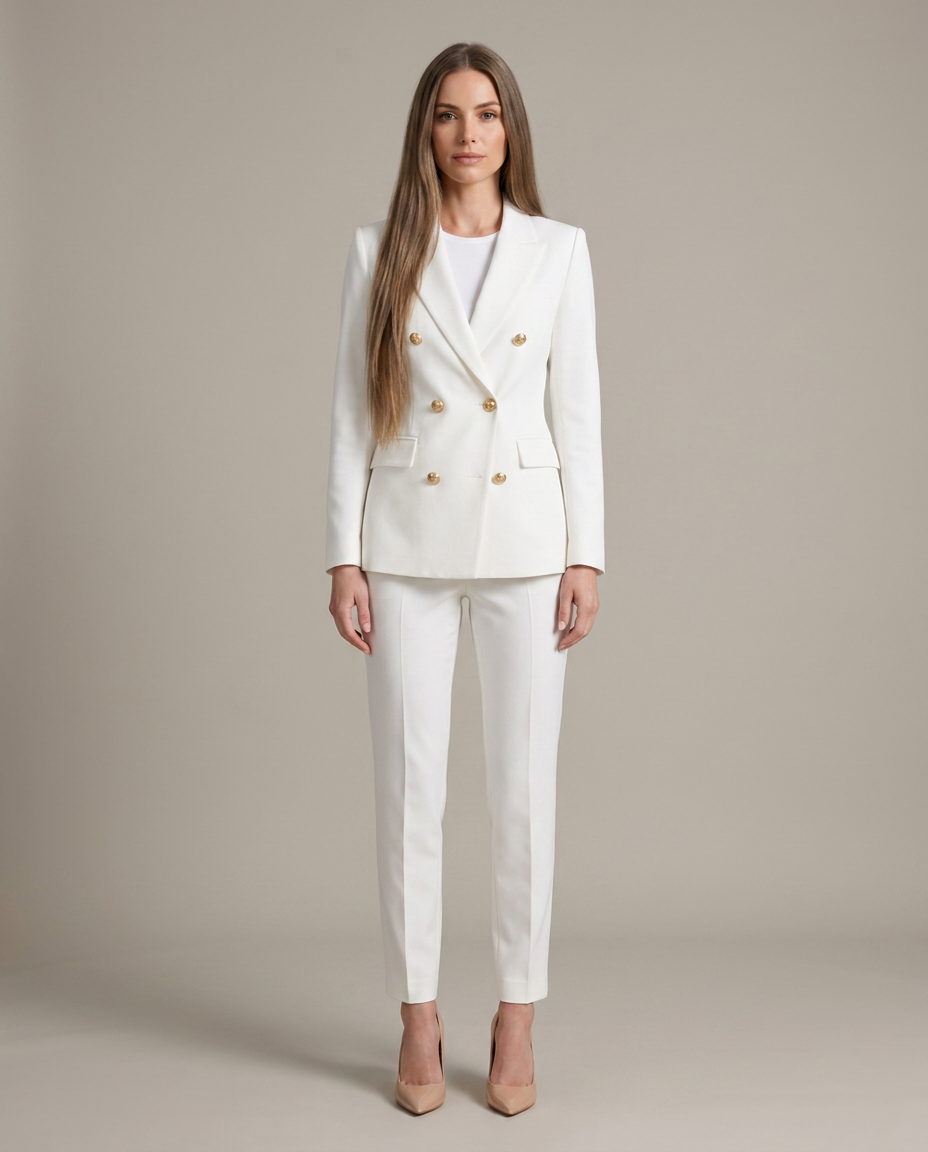 Blazer Set Women Double-Breasted Trousers – Business