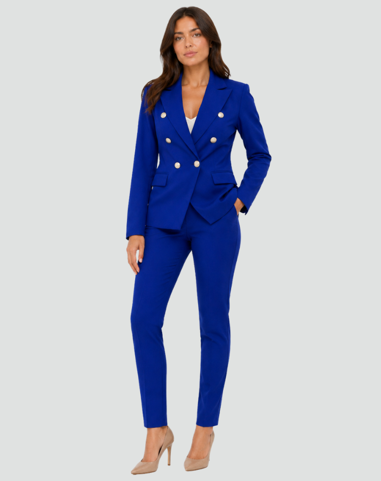 Blazer Set Women Tailored Double-Breasted Trousers – Business
