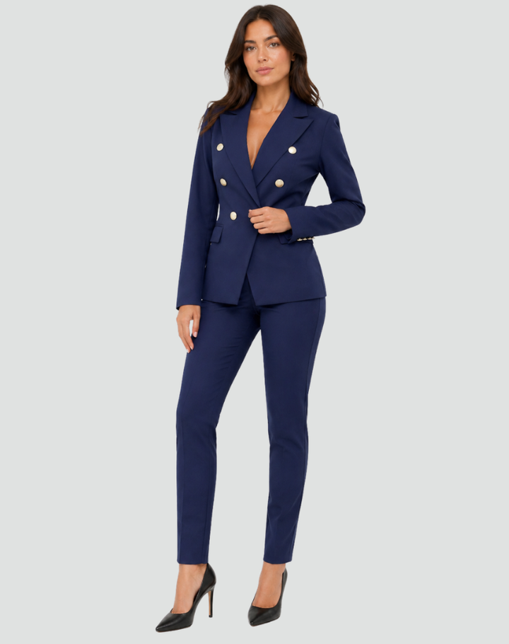 Blazer Set Women Tailored Double-Breasted Trousers – Business
