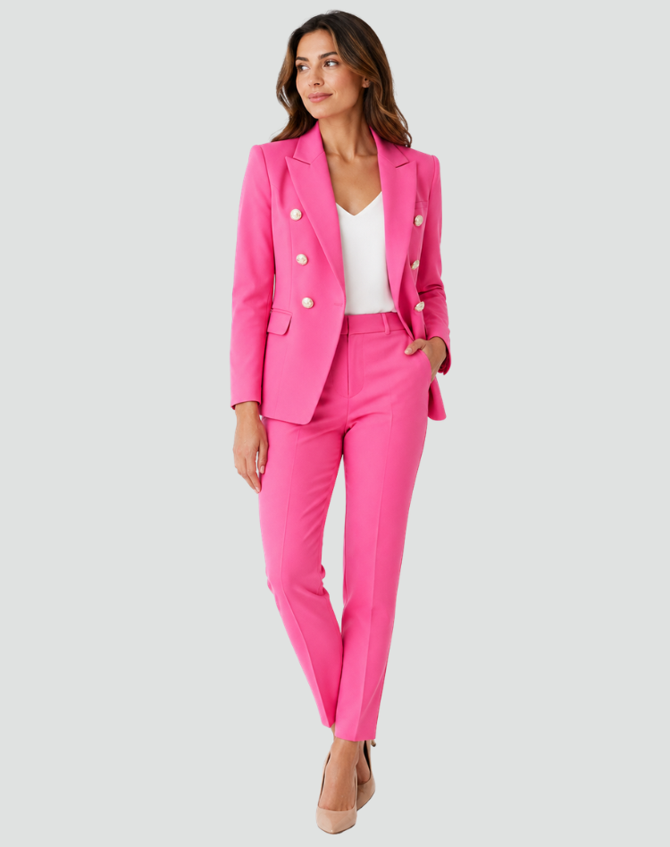 Blazer Set Women Tailored Double-Breasted Trousers – Business