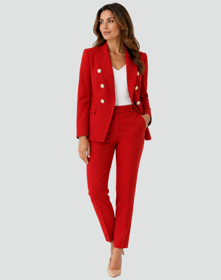 Blazer Set Women Tailored Double-Breasted Trousers – Business
