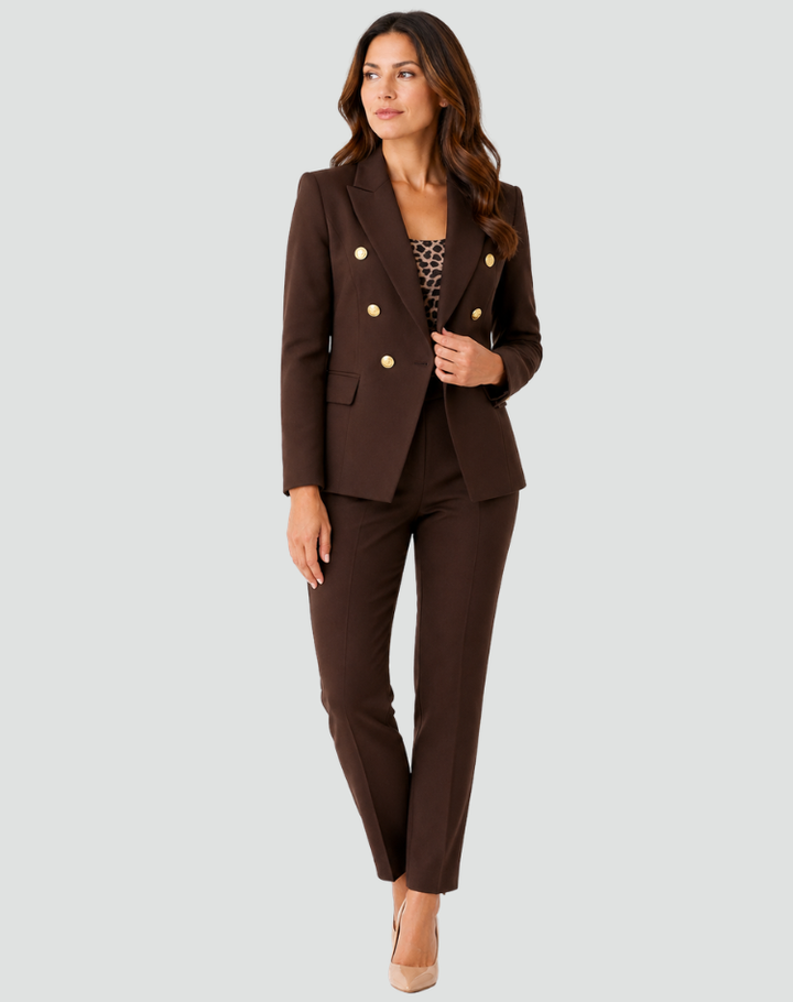 Blazer Set Women Tailored Double-Breasted Trousers – Business