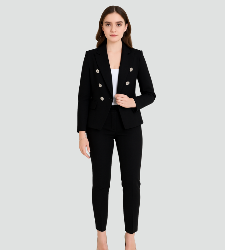 Blazer Set Women Tailored Double-Breasted Trousers – Business
