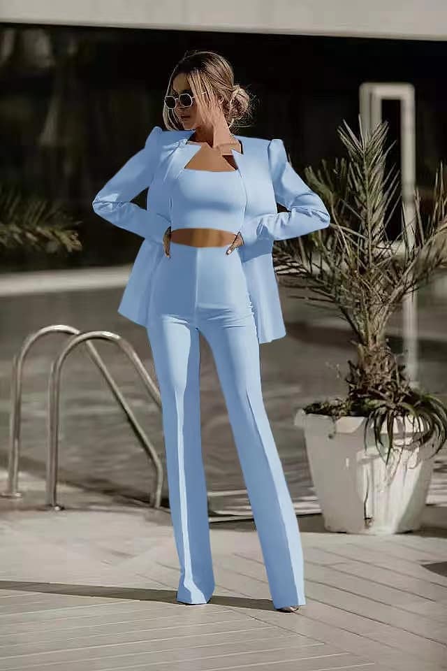 Blazer Set Women Tailored High-Waisted Trousers – Business