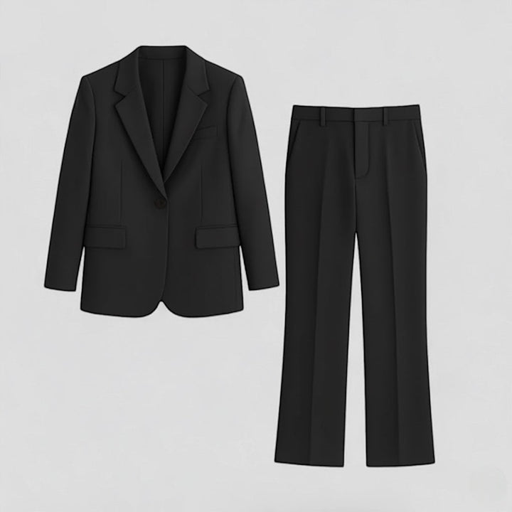 Blazer Set Women Tailored High Waist Straight Trousers – Business