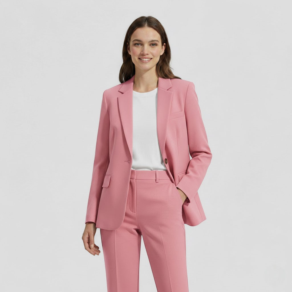Blazer Set Women Tailored High Waist Straight Trousers – Business