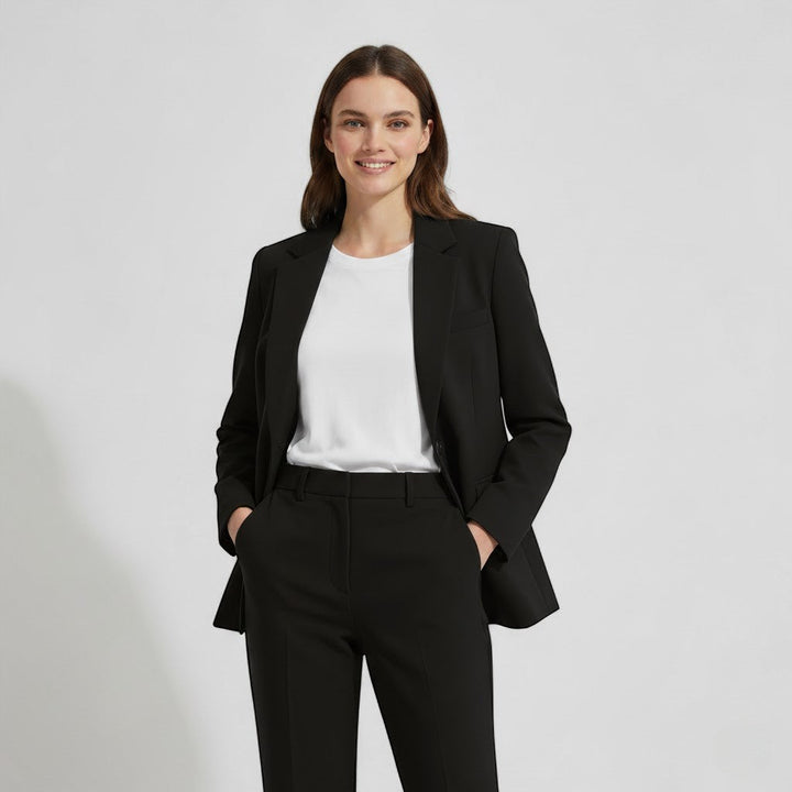 Blazer Set Women Tailored High Waist Straight Trousers – Business