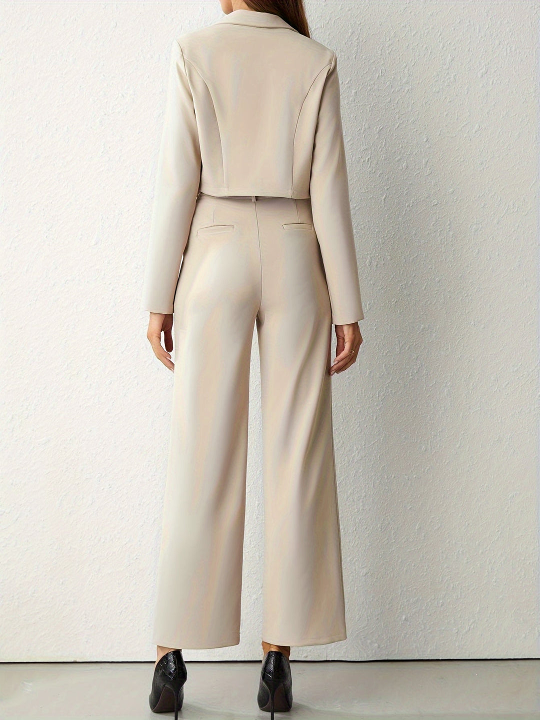 Blazer Set Women Cropped Blazer Wide Trousers – Wedding