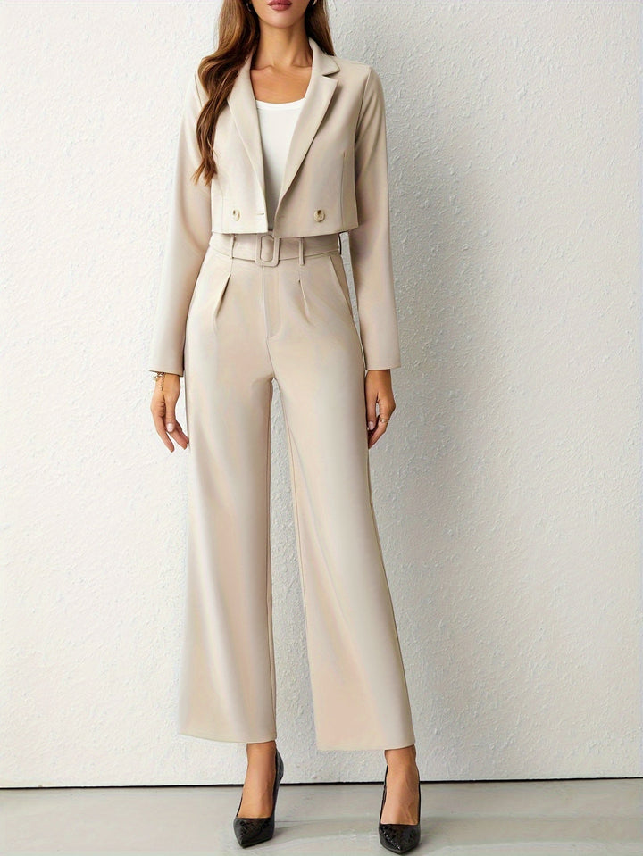 Blazer Set Women Cropped Blazer Wide Trousers – Wedding