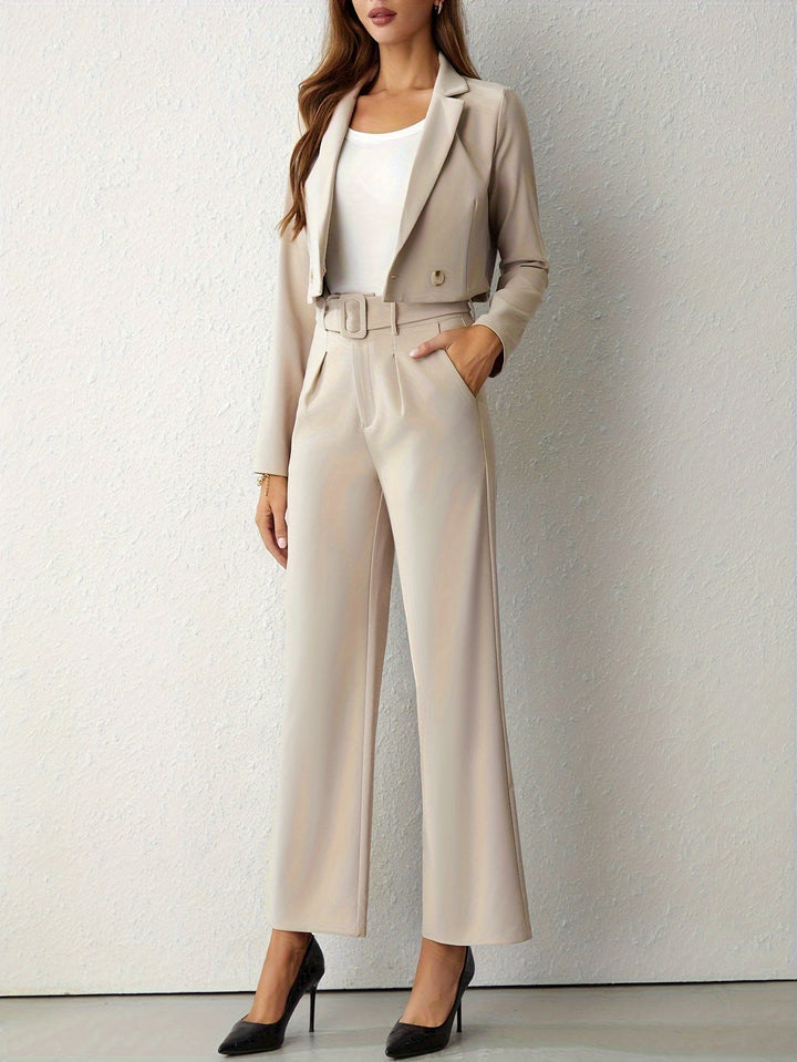 Blazer Set Women Cropped Blazer Wide Trousers – Wedding