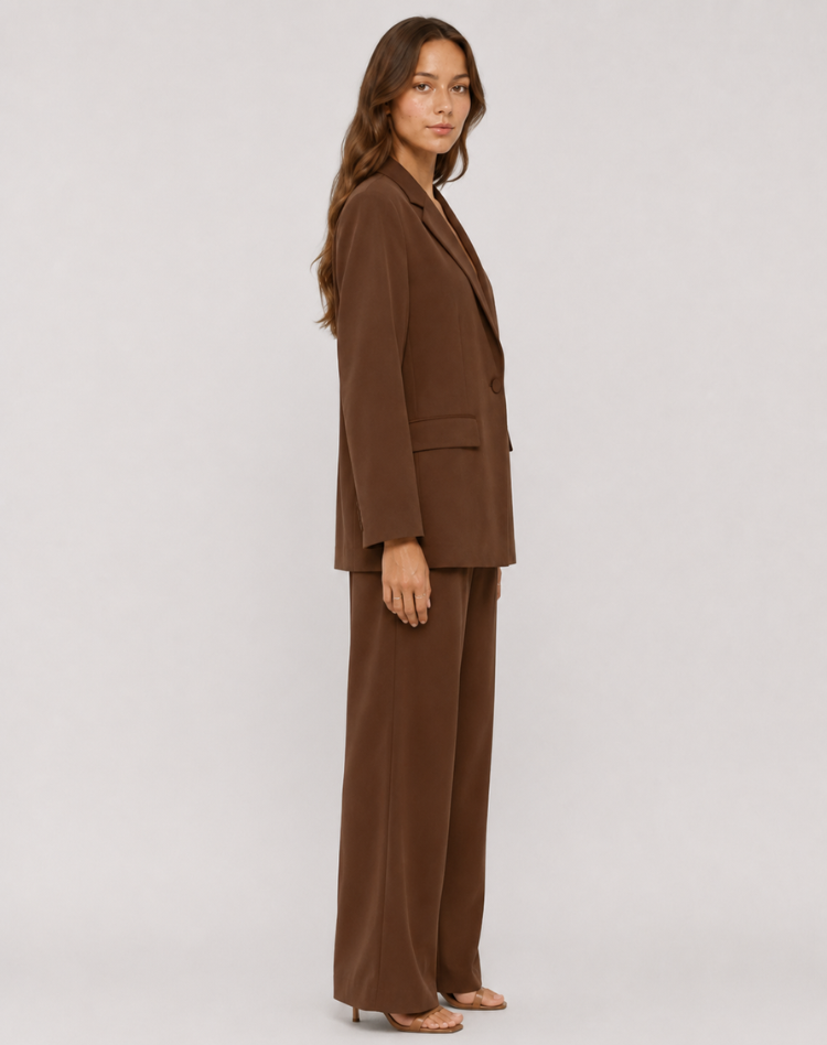 Blazer Set Women Tailored Wide Leg Trousers – Business