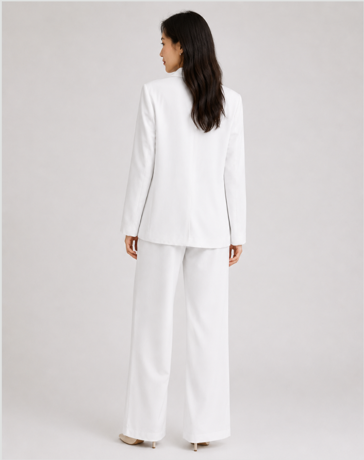 Blazer Set Women Tailored Wide Leg Trousers – Business