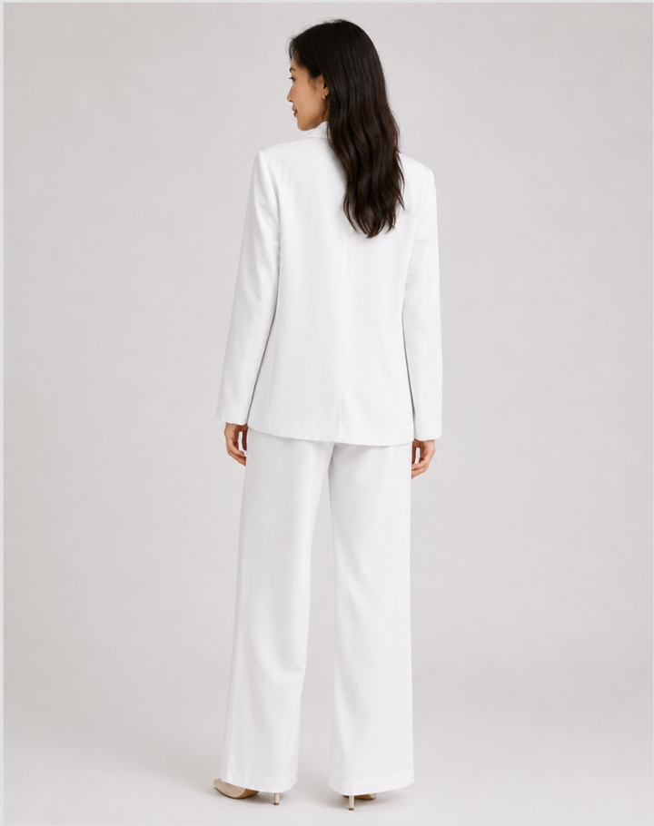 Blazer Set Women Tailored Wide Leg Trousers – Business