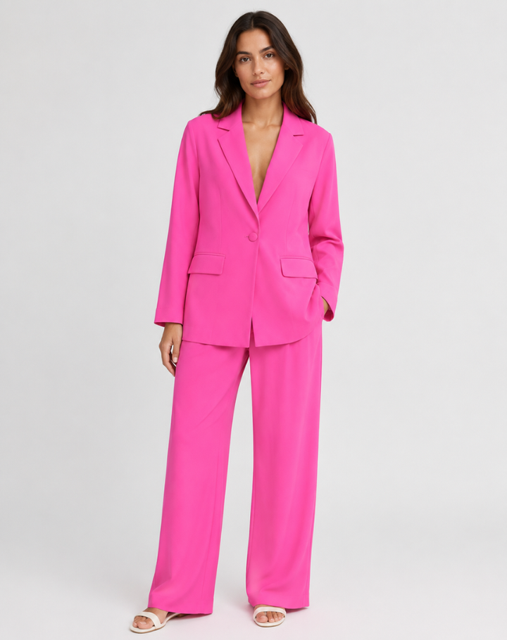 Blazer Set Women Tailored Wide Leg Trousers – Business