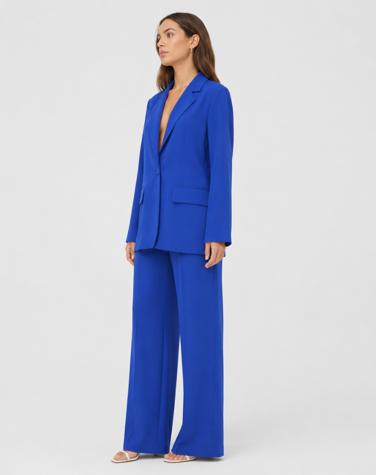Blazer Set Women Tailored Wide Leg Trousers – Business