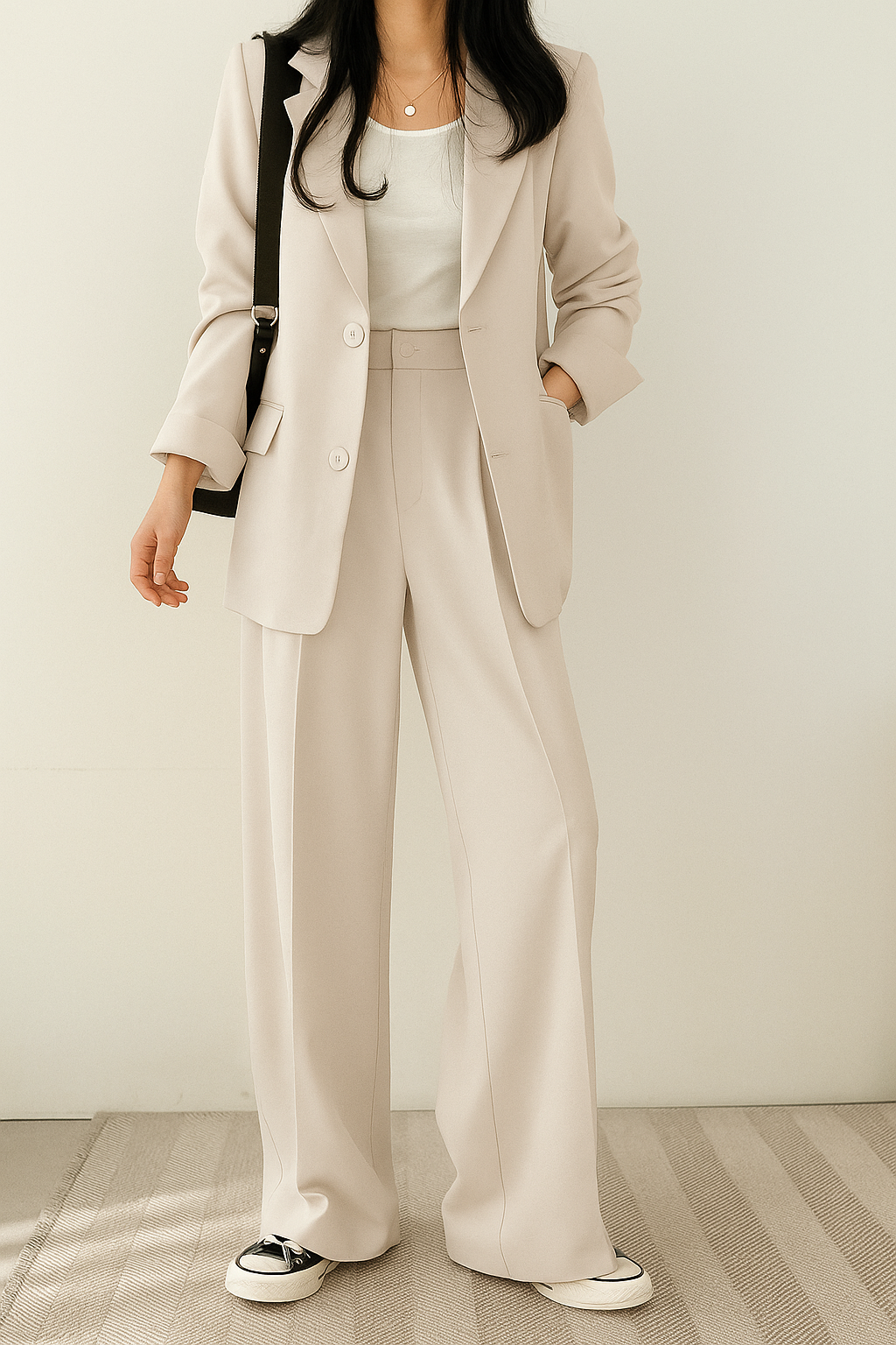 Blazer Set Women Oversized Wide Leg Trousers – Office