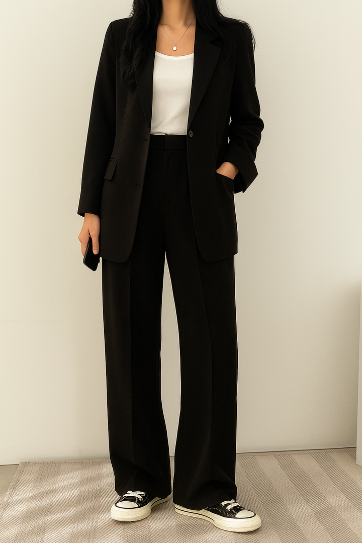 Blazer Set Women Oversized Wide Leg Trousers – Office