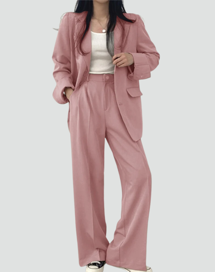 Blazer Set Women Oversized Wide Leg Trousers – Office