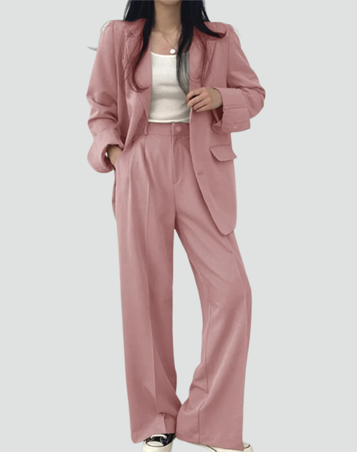 Blazer Set Women Oversized Wide Leg Trousers – Office