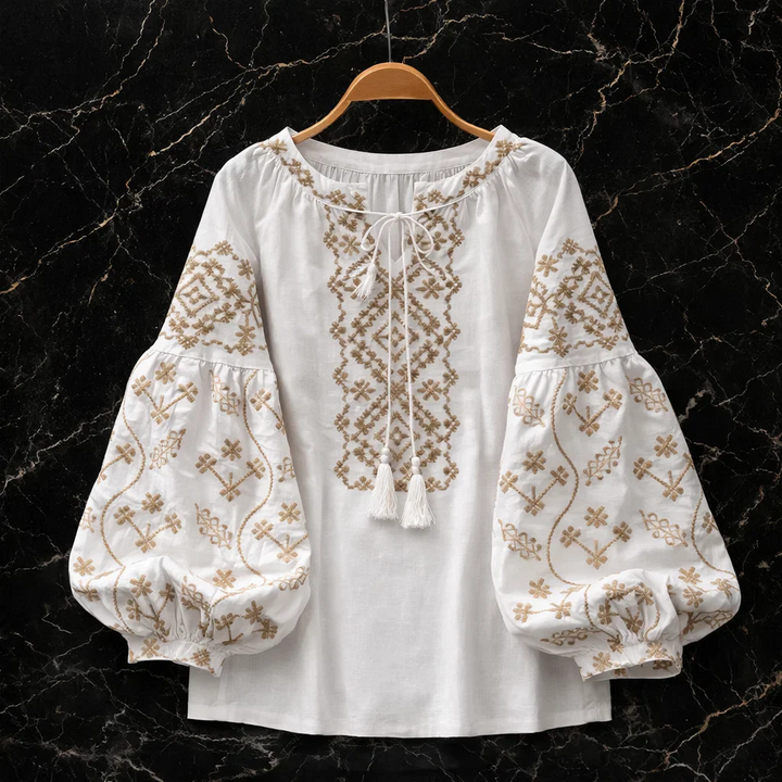 Blouse Women Embroidered Linen – Summer