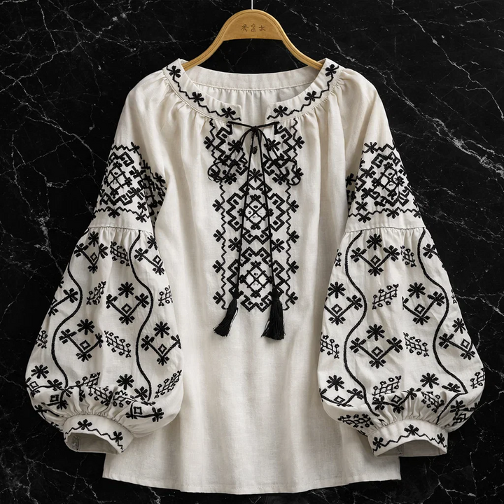Blouse Women Embroidered Linen – Summer