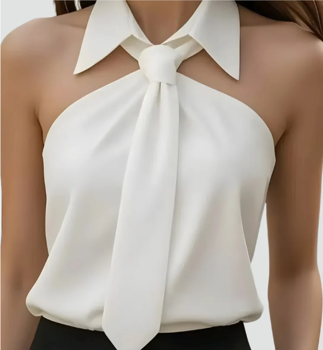 Blouse Women Sleeveless with Collar and Bow – Office