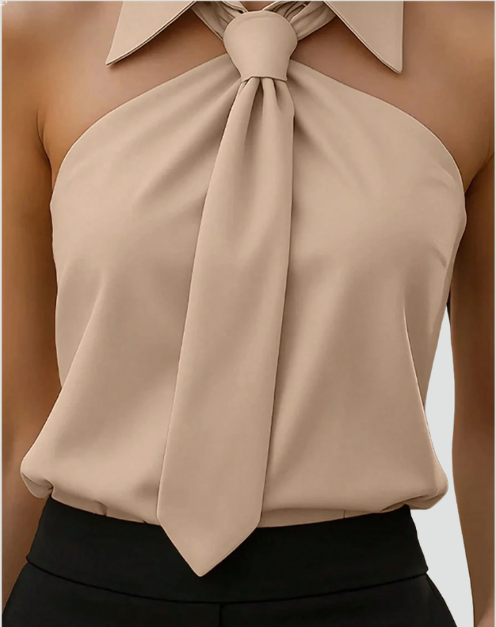 Blouse Women Sleeveless with Collar and Bow – Office