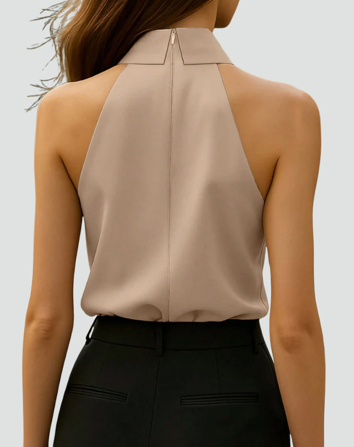 Blouse Women Sleeveless with Collar and Bow – Office