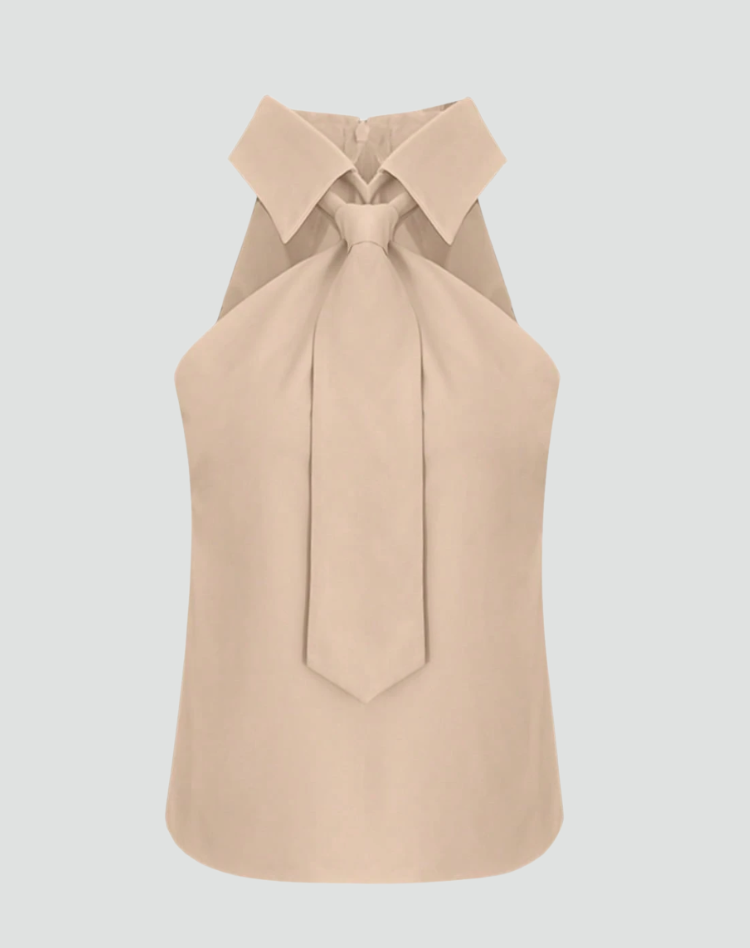 Blouse Women Sleeveless with Collar and Bow – Office