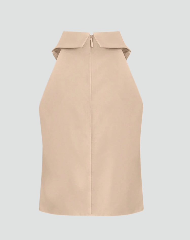 Blouse Women Sleeveless with Collar and Bow – Office