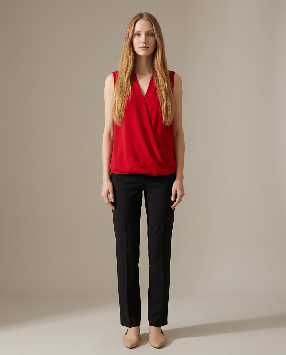 Blouse Women Sleeveless Wrap Design – Office