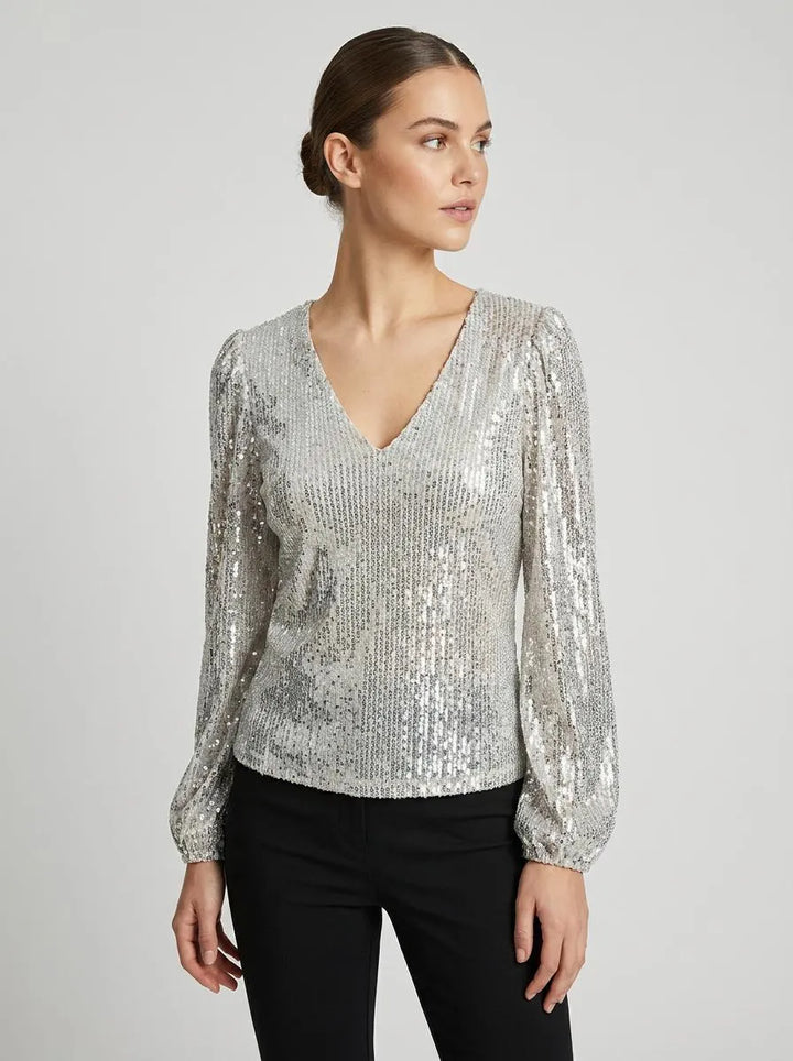 Blouse Women V-Neck Sequin – Party